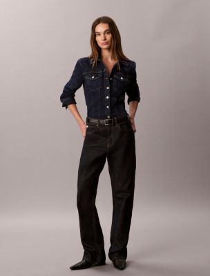 Женские рубашки Calvin Klein Sculpt Denim Trucker Button-Down Shirt — фото 3