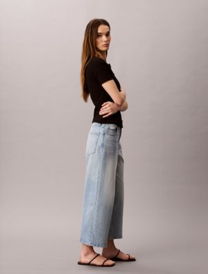 Женские джинсы Calvin Klein Cropped Wide Leg, цвет: Light Augusta — фото 3