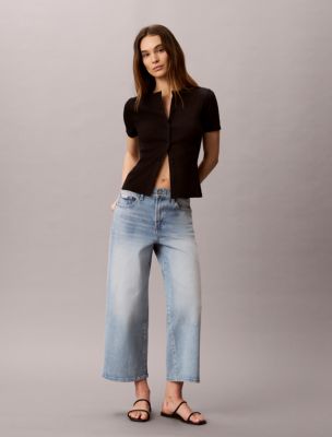 Cropped Wide Leg Jeans, Light Augusta