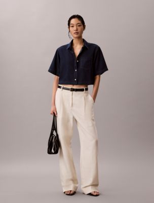 Женские рубашки Calvin Klein Lyocell Blend Cropped Boxy Shirt — фото 2