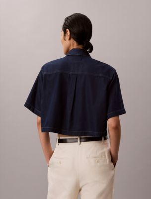 Женские рубашки Calvin Klein Lyocell Blend Cropped Boxy Shirt — фото 5