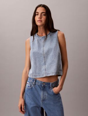 Женские топы Calvin Klein Denim Cropped Shell Top — фото 5