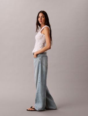 Женские джинсы Calvin Klein Low Rise Baggy, цвет: Мраморный — фото 3