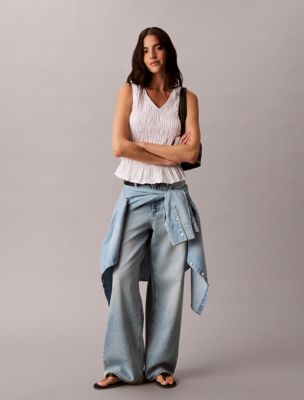 Low Rise Baggy Jeans, Marbled Beacon
