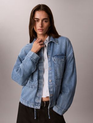 Utility Cropped Denim Jacket, Blue July