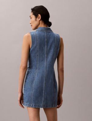 calvin klein denim mini dress Womens Calvin Klein Blue Denim Mini Shift Dress S (US 4-6)