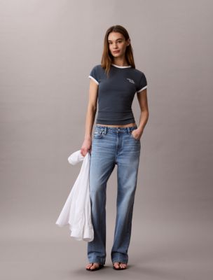 Женские футболки Calvin Klein 1989 Logo Slim Ringer Tee — фото 3