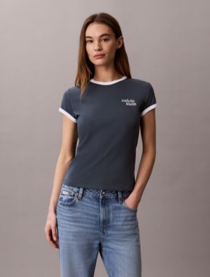 1989 Logo Slim Ringer Tee, Dark Slate