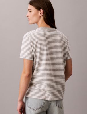 Женские футболки Calvin Klein Striped CK Logo Tee — фото 4