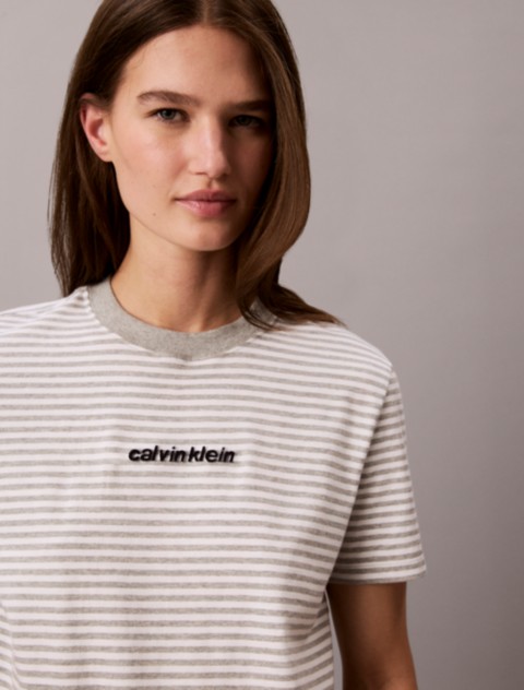 Женские футболки Calvin Klein Striped CK Logo Tee