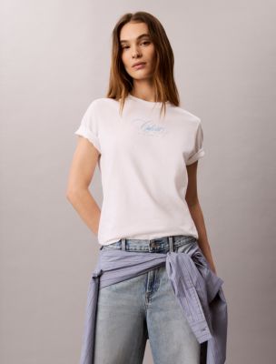 Женские футболки Calvin Klein Calvin Script Logo Classic Tee — фото 2