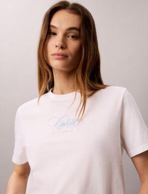 Calvin Script Logo Classic Tee, Bright White