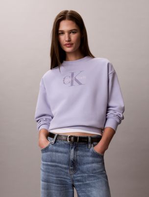 Женская толстовка Calvin Klein Monologo French Terry Relaxed, цвет: Небесно-голубой — фото 2