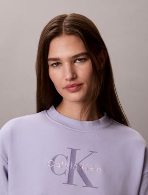 Женская толстовка Calvin Klein Monologo French Terry Relaxed, цвет: Небесно-голубой — фото 3