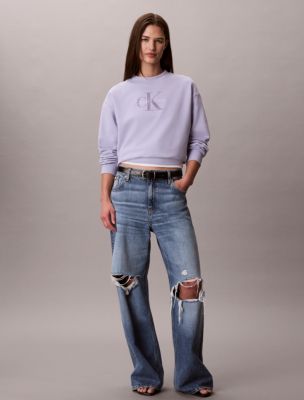 Женская толстовка Calvin Klein Monologo French Terry Relaxed, цвет: Небесно-голубой — фото 5