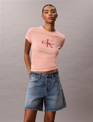 Acid Wash Monologo Tee, Light Red 