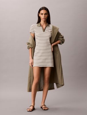 Monologo Rib Stripe Mini Dress, Tofu High Sea Stripe