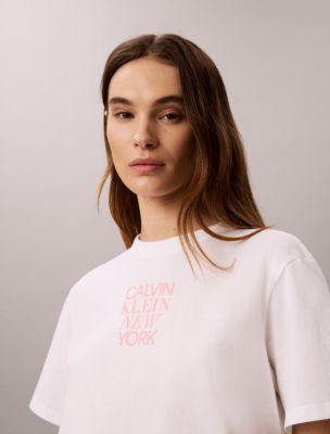 Женская футболка Calvin Klein CK NY Photo Graphic Boxy, цвет: Яркий белый — фото 4