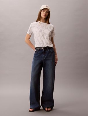 Женская футболка Calvin Klein Floral Graphic Classic, цвет: Яркий белый — фото 2