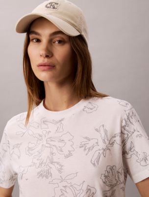 Женская футболка Calvin Klein Floral Graphic Classic, цвет: Яркий белый — фото 3