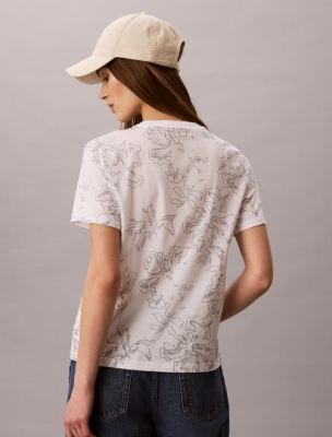 Женская футболка Calvin Klein Floral Graphic Classic, цвет: Яркий белый — фото 5