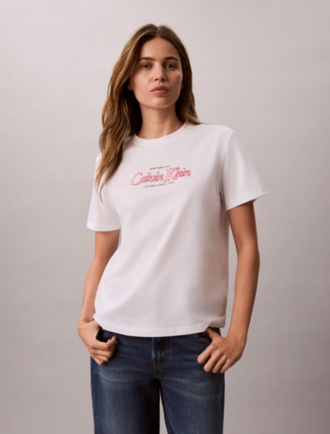 Женские футболки Calvin Klein Outline Calvin Klein Logo Graphic Tee