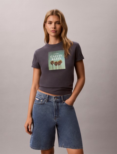 Женские футболки Calvin Klein Palm Tree Logo Graphic T-Shirt
