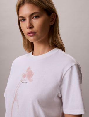 Женские футболки Calvin Klein Floral Logo Graphic Boxy T-Shirt — фото 2