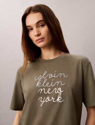 Boxy CK NY Graphic Tee, Dusty Olive