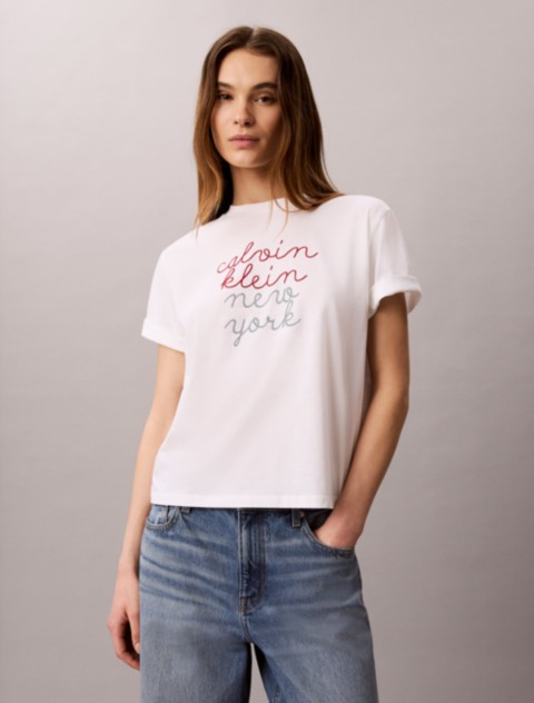 Женские футболки Calvin Klein Boxy CK NY Graphic Tee