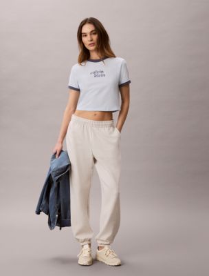 Женские футболки Calvin Klein Logo Graphic Cropped Ringer T-Shirt — фото 3