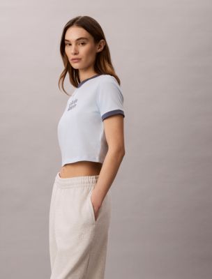Женские футболки Calvin Klein Logo Graphic Cropped Ringer T-Shirt — фото 6