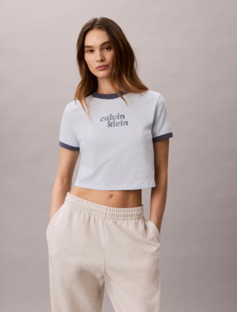 Женские футболки Calvin Klein Logo Graphic Cropped Ringer T-Shirt