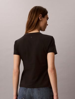 Женские футболки Calvin Klein Slim Tiered Logo Graphic Tee — фото 4