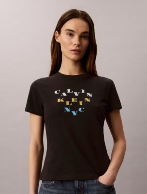 Slim Tiered Logo Graphic Tee, Black