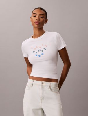 Slim Tiered Logo Graphic Tee, Bright White