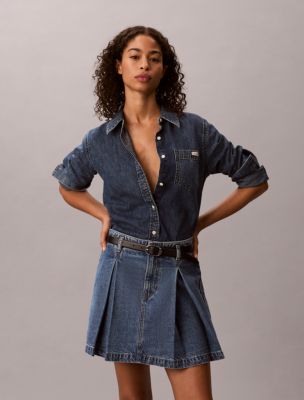 Женские юбки Calvin Klein Pleated Denim Mini Skirt — фото 2