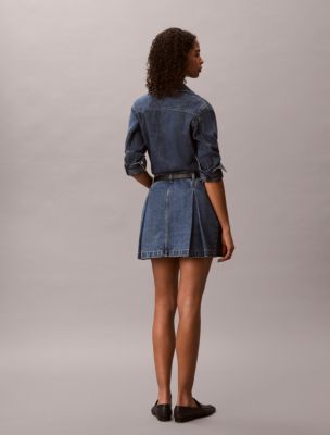 Женские юбки Calvin Klein Pleated Denim Mini Skirt — фото 3