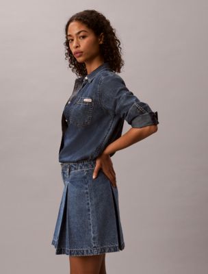 Женские юбки Calvin Klein Pleated Denim Mini Skirt — фото 4