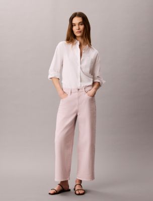 Cropped Wide Leg Jeans, Lilac Drift