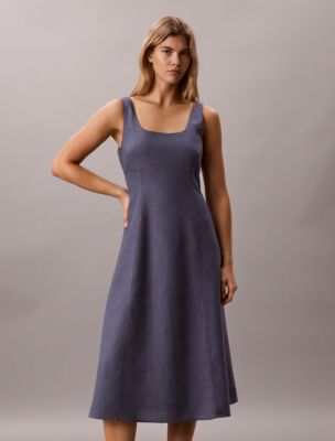 Женское платье Calvin Klein Linen Blend Midi, цвет: Grisaille — фото 3