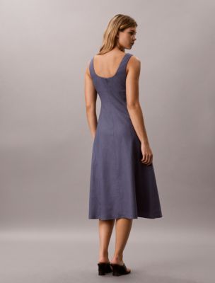 Женское платье Calvin Klein Linen Blend Midi, цвет: Grisaille — фото 4