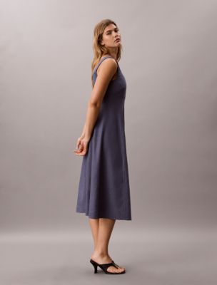Женское платье Calvin Klein Linen Blend Midi, цвет: Grisaille — фото 5