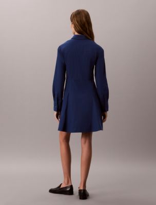 Женское платье Calvin Klein Cotton Poplin Mini Shirt Dress, цвет: Синий — фото 5