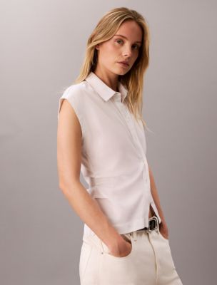 Женские топы Calvin Klein Lyocell Button-Down Sleeveless Top — фото 5