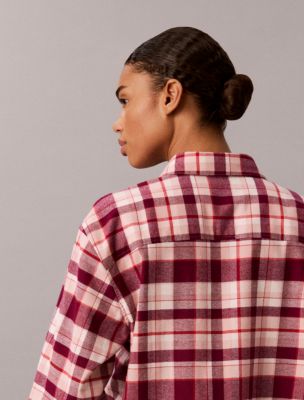 Женская рубашка Calvin Klein Plaid Flannel, цвет: Ягодный клетчатый — фото 5