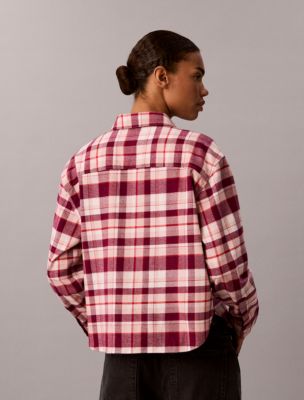 Женская рубашка Calvin Klein Plaid Flannel, цвет: Ягодный клетчатый — фото 6