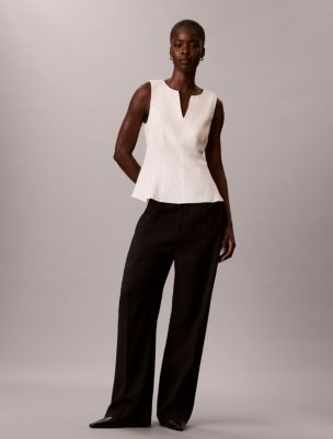 Женский топ Calvin Klein Linen Blend Sleeveless Top, цвет: Turtledove — фото 2