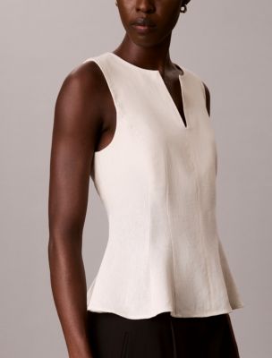 Женский топ Calvin Klein Linen Blend Sleeveless Top, цвет: Turtledove — фото 3