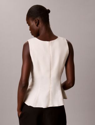 Женский топ Calvin Klein Linen Blend Sleeveless Top, цвет: Turtledove — фото 5